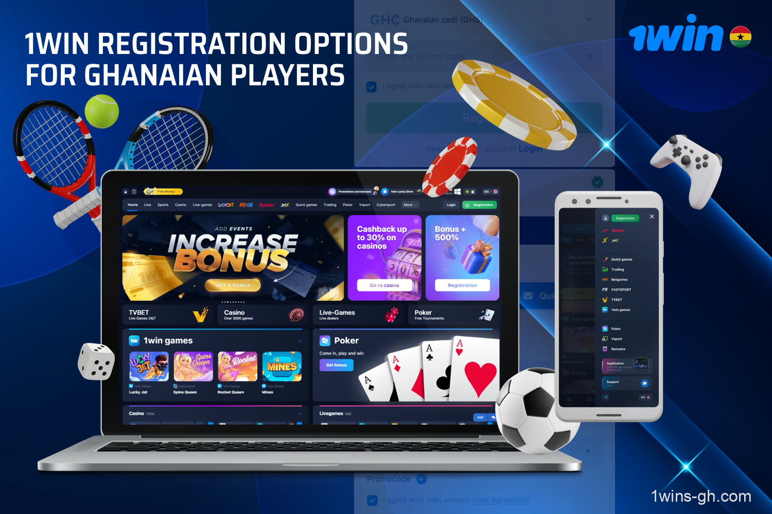 Ghanaians can utilize the 1win registration process to gain full access to all features of both the sportsbook and casino.
