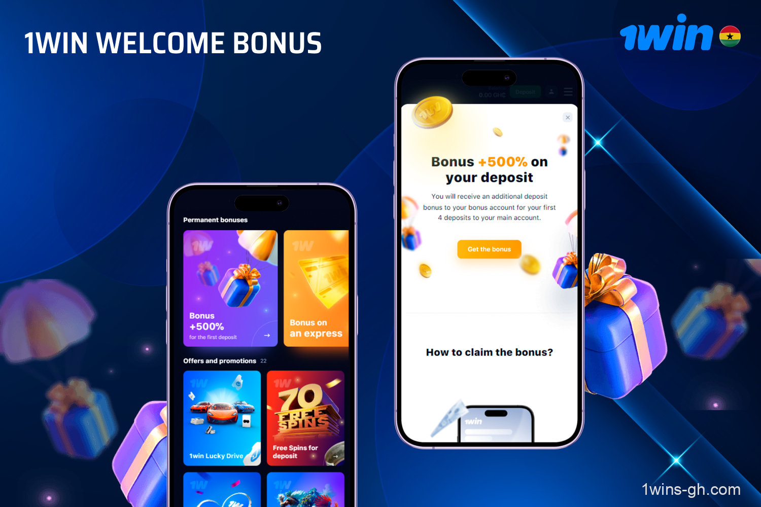 New players from Ghana can instantly access the 1win welcome bonus upon registering and making a deposit.
