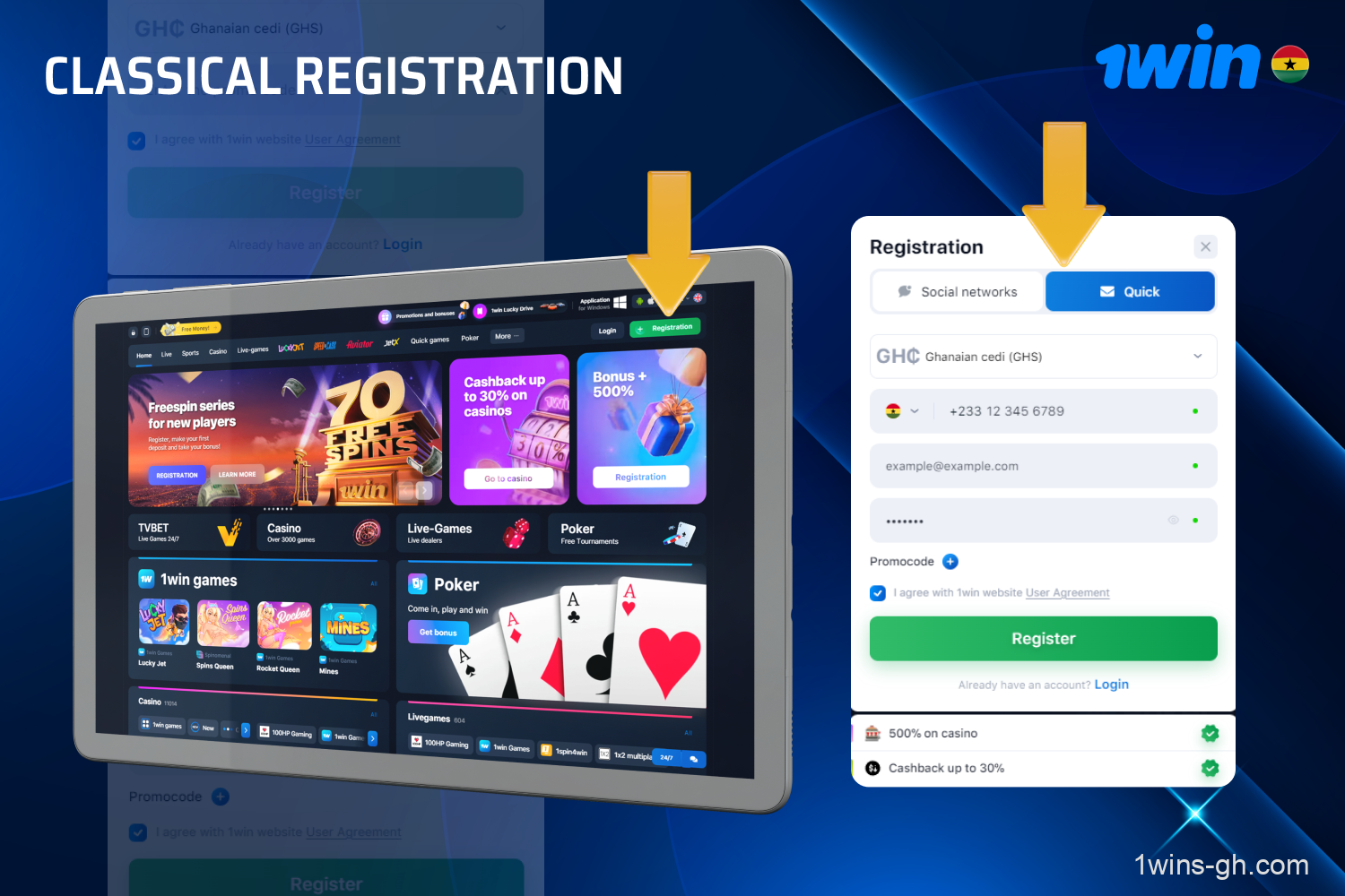 Launch the 1win casino website or the mobile application;