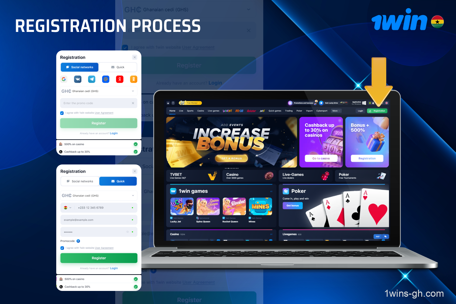 Upon successful registration, users from Ghana will have unrestricted access to all website features