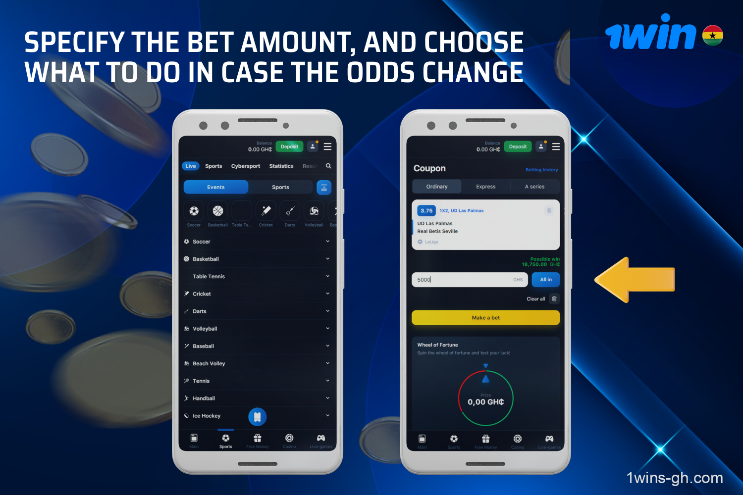 Specify the amount for your bet and decide on a course of action in case the odds fluctuate. Confirm your wager.