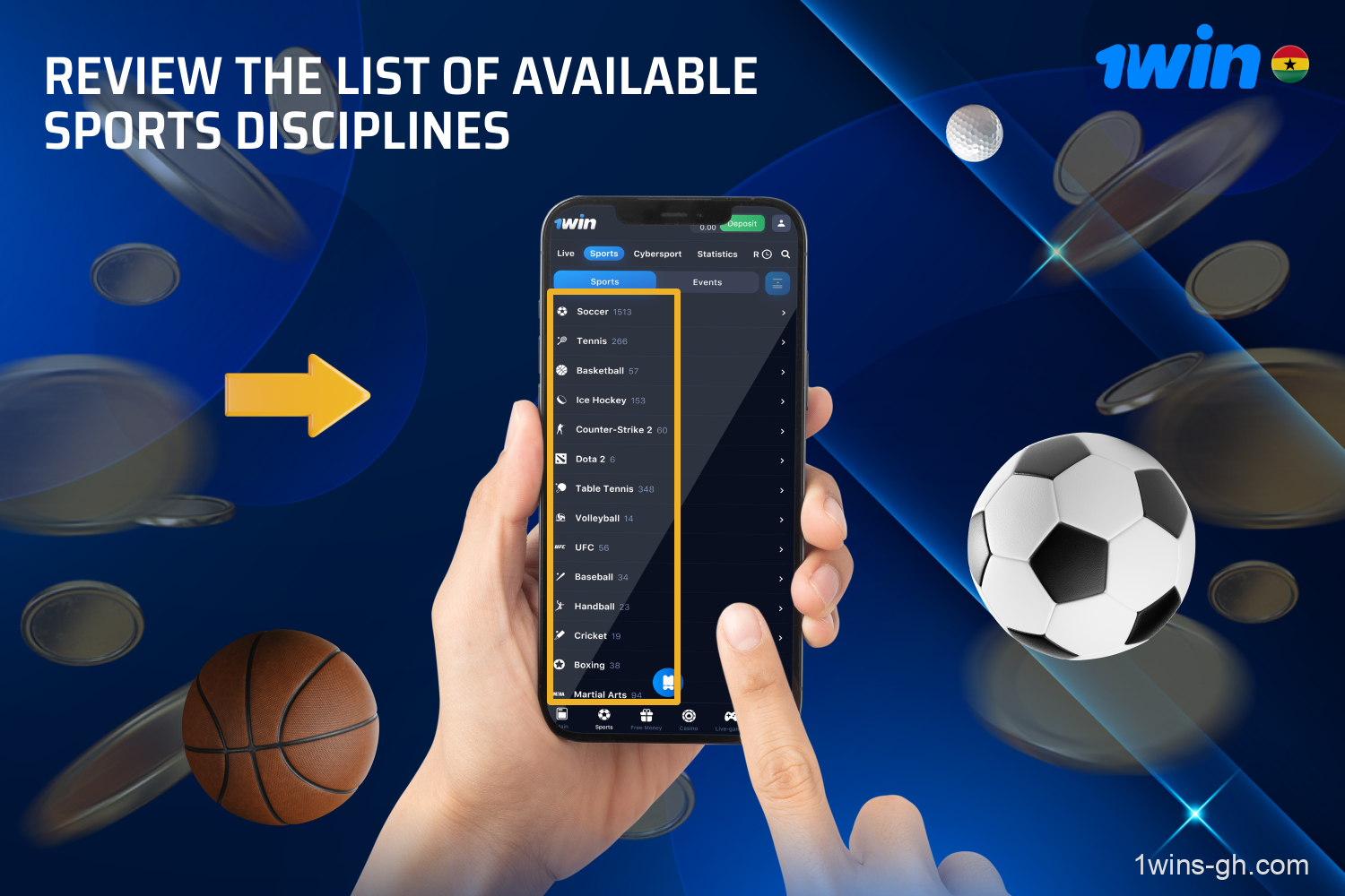 Go through the list of available sports, which you'll find on the right side. Pick the sport you want, then the corresponding championship or competition.