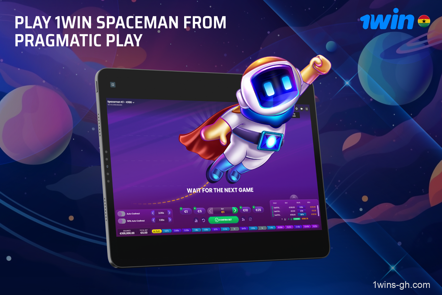Spaceman stands out as one of the most popular crash games available on the 1win platform in Ghana.