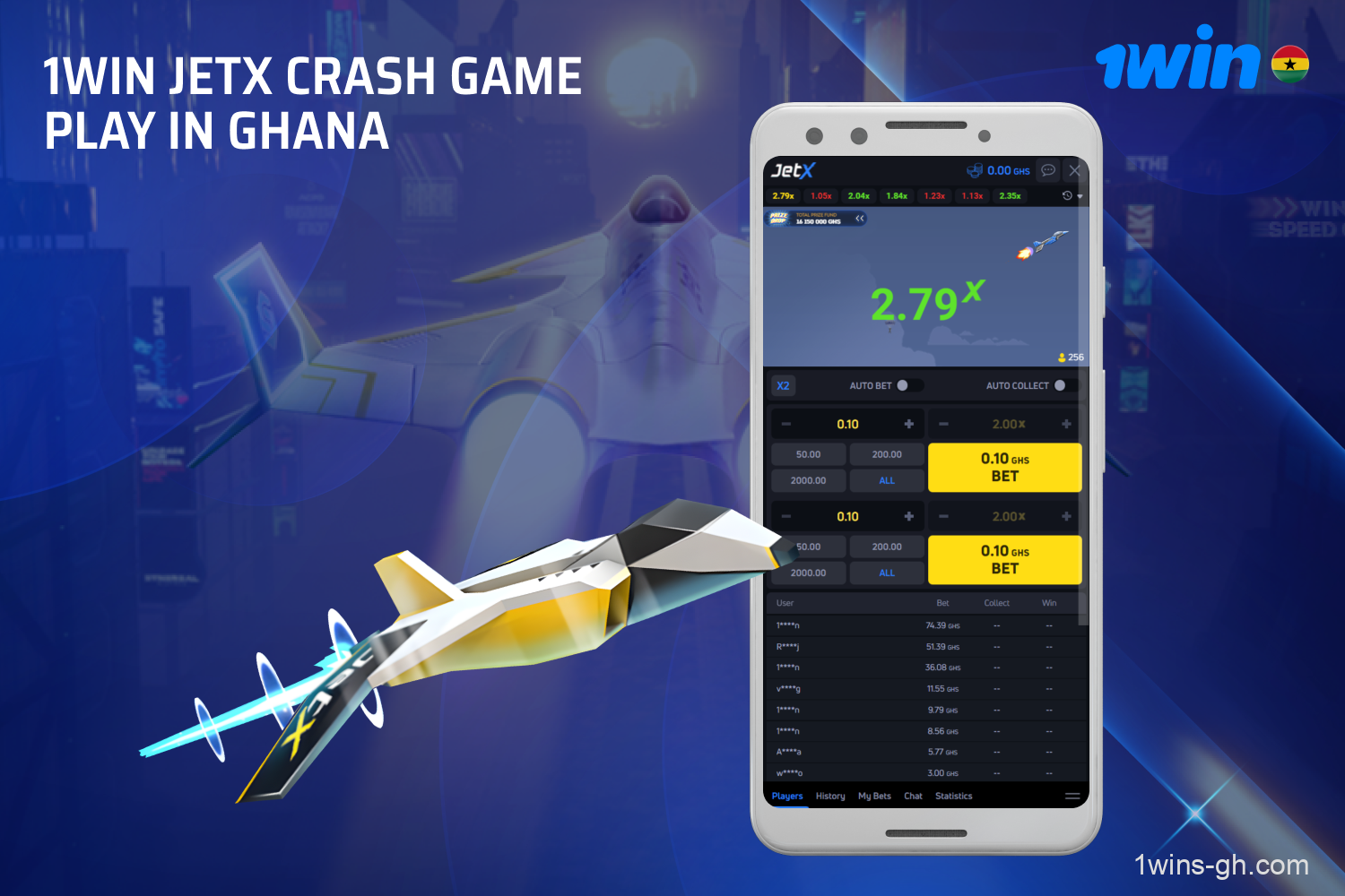 The well-known JetX crash game at 1win Casino Ghana offers incredible multipliers hitting up to 25,000x and a remarkable bonus of +500% when making your first four deposits.