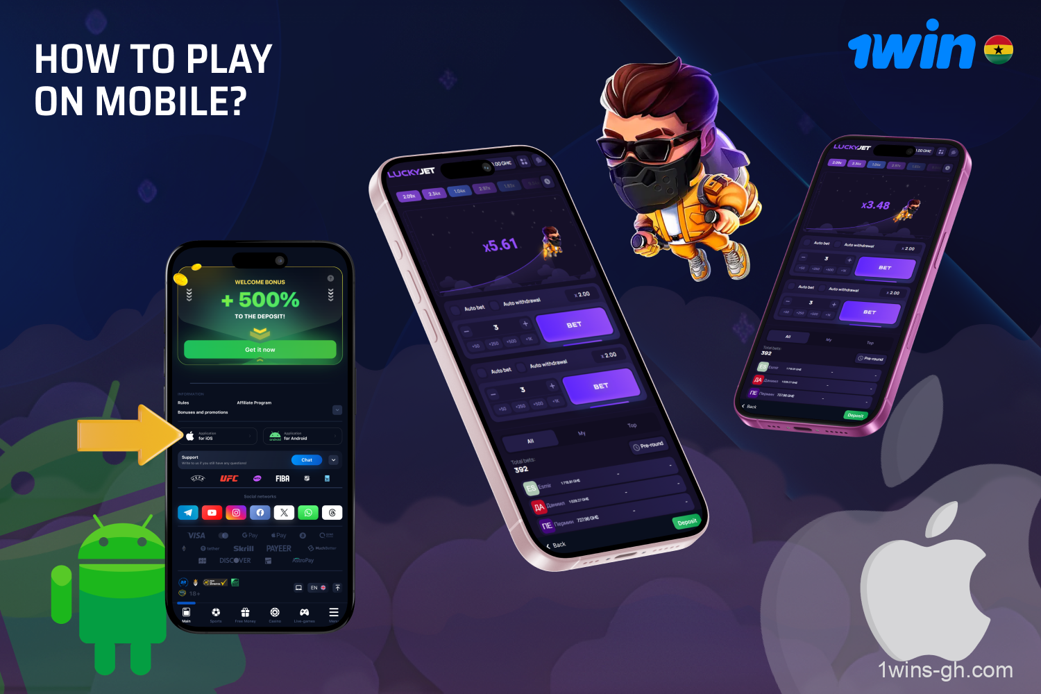 Players in Ghana have the opportunity to download the 1win mobile application for both Android and iOS, allowing them to enjoy Lucky Jet anytime, anywhere.